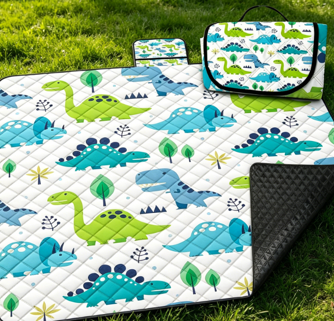 Machine-Washable Foldable Dinosaur Picnic Blanket