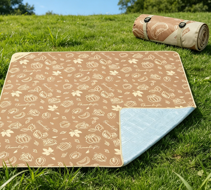 Washable Pumpkin-Colored Picnic Blanket