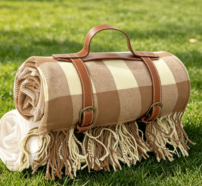 Faux Wool Tassel Picnic Blanket (Machine-Washable)